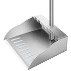 Dust Pans with Long Handle,Heavy Duty Metal Dust Pan with Handle,Upright Stand Up Dustpan with Dust Pan Teeth to Clean Hair for Home Kitchen Office Lobby Floor Garden