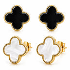 2 Pair Set I 18K Gold Plated Clover Earrings for Women | Four Leaf Stud Earrings | Valentines Gift I Anniversary I Wedding I Occasion