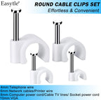 Cable Wire Clips 4mm 6mm 8mm 10mm Cable Management RG6 RG59 CAT5 CAT6 RJ45 Electrical Ethernet Dish TV Speaker Wire Cord Tie Holder Single Coaxial Nail Clamps(Pack of 2000)