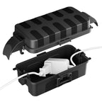 FLEMOON IP55 Outdoor Electrical Box Waterproof with Detachable Awning Covers, 7.1 * 3.9 * 2.4 inch Weatherproof Extension Cord Cover, Easy Installation for Outdoor Plug, Outlet, String Lights, Black