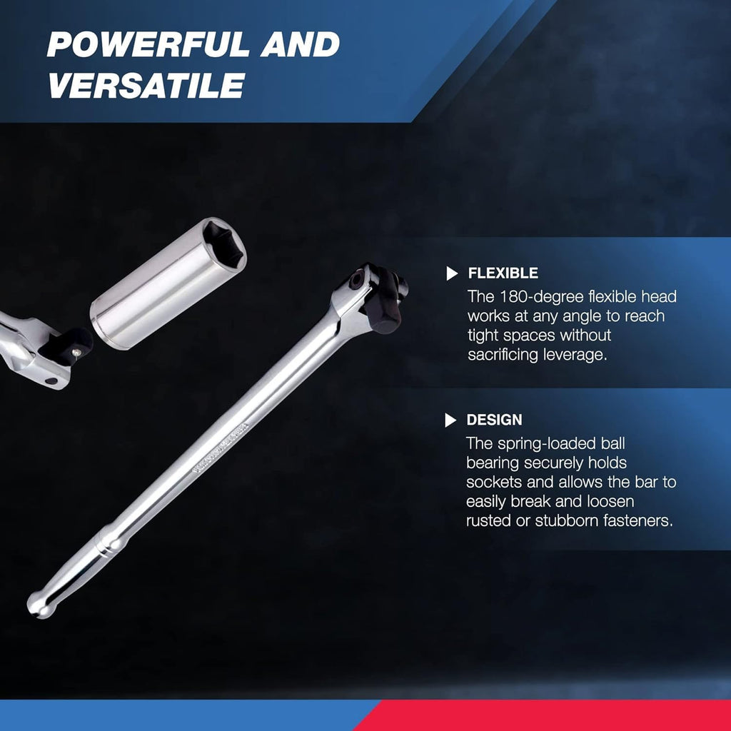 Neiko 00211A 1/2-Inch-Drive Extension Breaker Bar, 18 Inches Long, Made with CrV Steel
