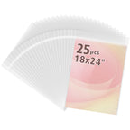 Frametory, 18 3/8" x 24 1/8" Acid-Free Clear Plastic Bags, Self Seal Crystal Photo Sleeves for 18x24 Art Prints, Pictures & Framing Mat Mattes - 25 Pack