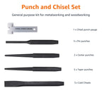 Amazon Basics 16-Piece Chrome Vanadium Steel Punch and Chisel Set with Storage Pouch, Cold Chisel, Pin Punch, Center Punch