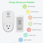 Remote Control Outlet, TESSAN Wireless Electrical Plug Switch for Lights, Lamps, Fans, 100ft RF Range, 1200W (1 Remote + 1 Outlet)