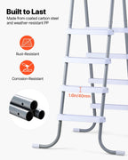 VEVOR Above Ground Pool Ladder, 4-Step Steel A-Frame Swimming Pool Stairs for 48 in High Wall, 300 lbs Capacity Entry/Exit Steps with Secure Non-Slip Sturdy Wide Step, Easy Setup, Gray & White