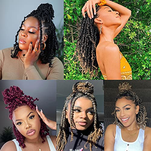 Leeven 8 Packs 10 Inch Ombre Ginger Passion Twist Hair for Women Copper Red Bomb Pre Twisted Water Wave Crochet Braids Hair Pre Looped Curly Bohemian Synthetic Braiding Hair Extensions 12 Strands/Pack