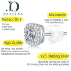 Moissanite Stud Earrings,925 Sterling Silver Lab Created Earrings for Women Men DOJOJOSA Jewelry for Gifts