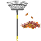 Leaf Rake, 30-61 inch Garden Rakes for Leaves Heavy Duty Long Handle, 25 Tines 18" Wide Metal Thatch Lawn Gravel Shrub Yard Landscape Rake for Leaves and Grass