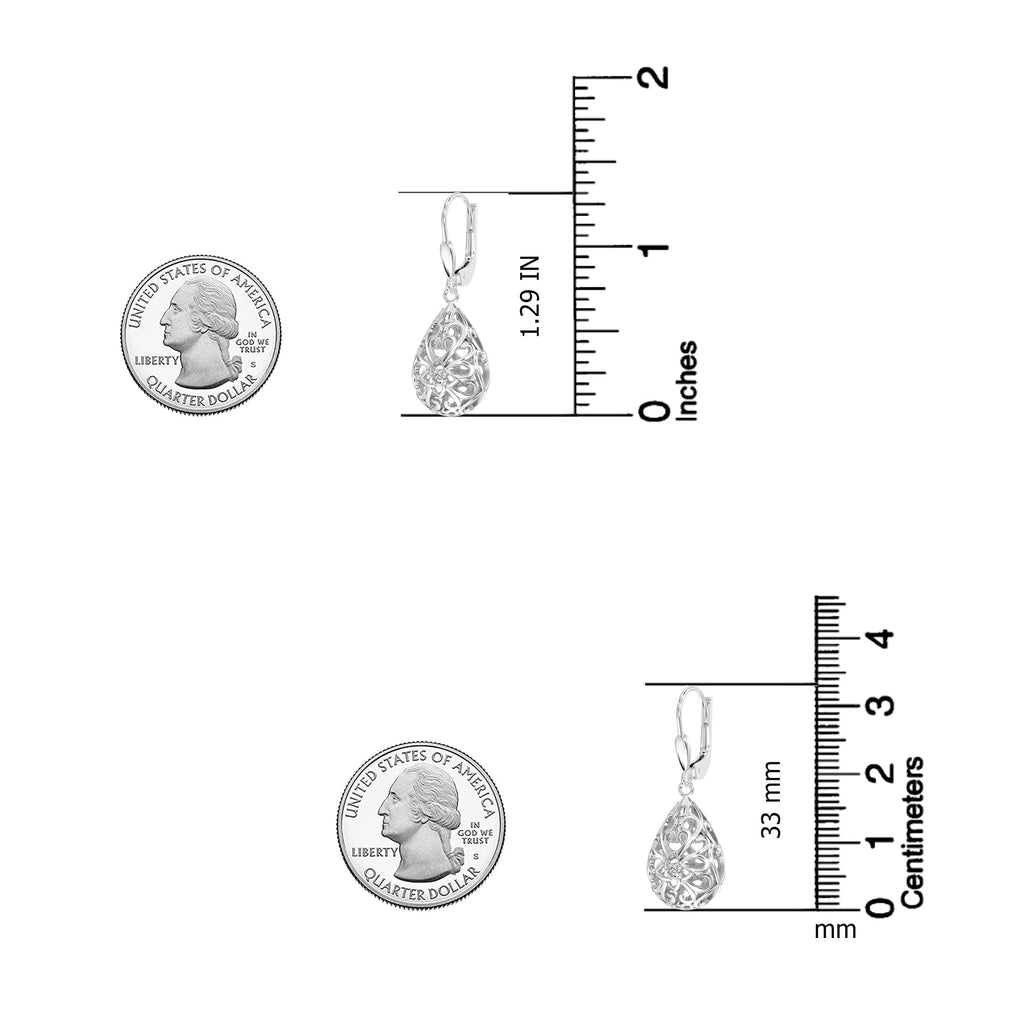 LeCalla 925 Sterling Silver Filigree Infinity Celtic Knot Leverback Earrings for Women | Tear Drop Dangler Silver Earrings | Women's Drop & Dangle Earrings 33mm