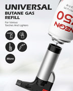 NEON Butane Fuel 750ml, 11X Ultra Refined 0 Impurities Butane Refill, Premium Universal Lighter Fluid with Metal Nozzle and 3 Butane Gas Refill Adapters for Refillable Lighters and Torches, 1 Can