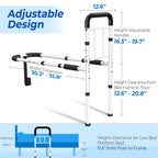 BigDolphin Bed Rails for Elderly Adults - ASTM Approved, 350 LBS Capacity, Tool-Free Assembly, Non-Slip Ergonomic Handle with Storage Pocket, Safe Bed Rails for Seniors