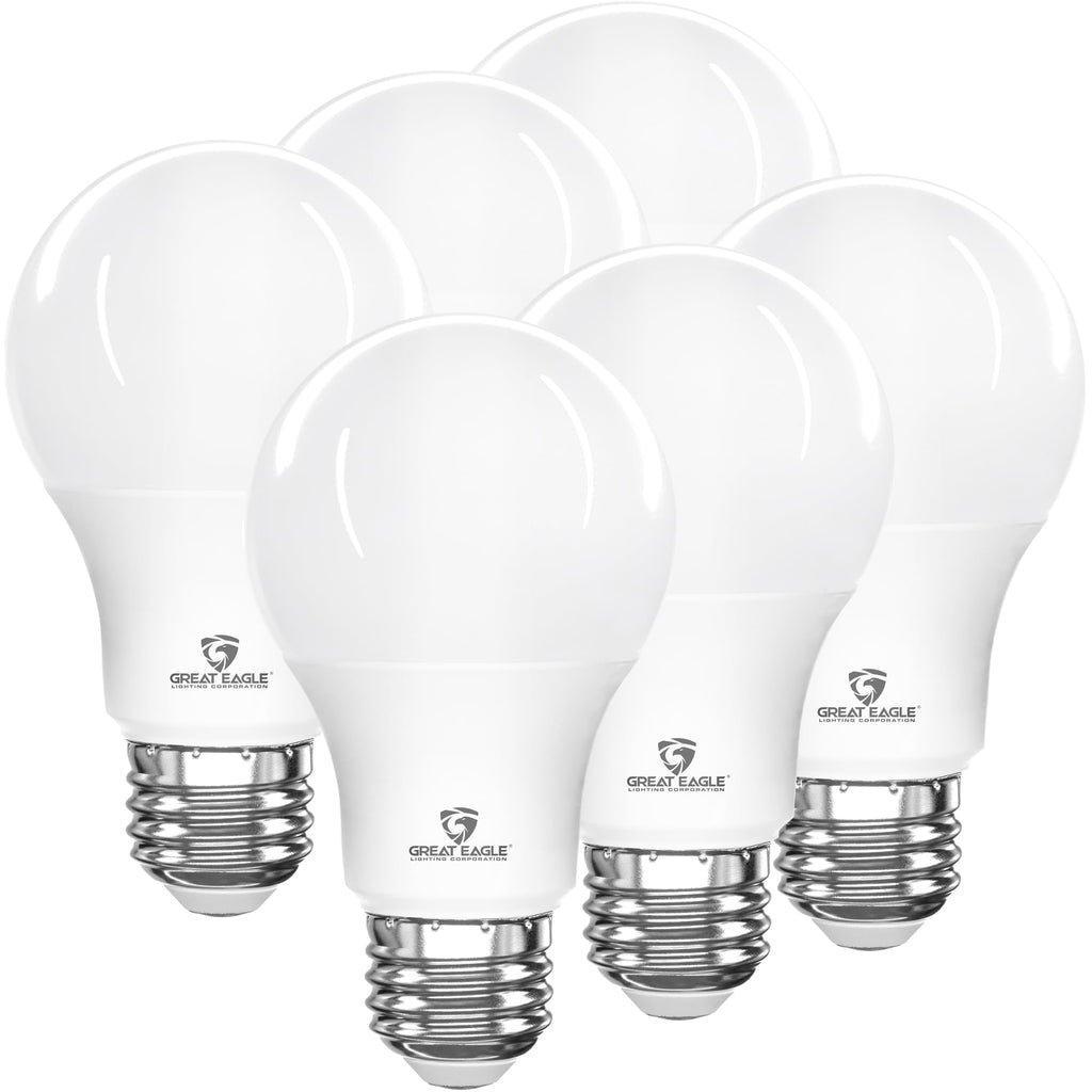 Great Eagle A19 LED Light Bulbs 60 Watt Equivalent - UL Listed - Cool White 4000K LED Light Bulb - 9W Non Dimmable, 800 Lumens (6 Pack)