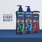 Vaseline Men Cooling Hydration 3-in-1 4 Pack for Dry Skin Face, Hands & Body Lotion for Men with Menthol & Ultra-Hydrating Lipids 20.3 oz