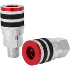 Colorfit by Milton Coupler & Plug Kit (M-Style) with Rubber Bumpers – 1/4" NPT Quick Connect Hose Fittings for Air Tools & Compressors - 7-Piece