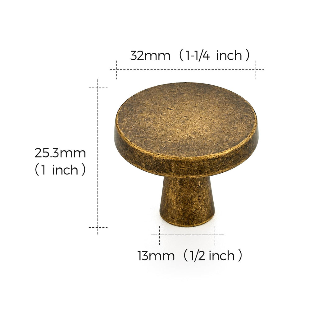 Ravinte 15 Pack Drawer Pulls 1-1/4 Inch Kitchen Cabinet Knobs Solid Round Dresser Drawer Knobs Antique Brass Dresser Knobs Drawer Knobs Simple Cabinet Hardware for Cupboard Drawer Pulls