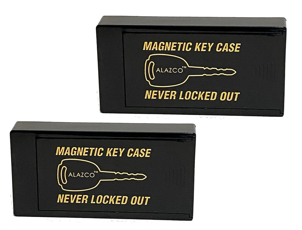 2 Hide A Key Magnetic Under Car Spare Key Holder So You Never Locked Out of Home Shed RV Boat Truck Office Storage Large ABS Case Key Hider Small Valubles Premium Magnet By ALAZCO