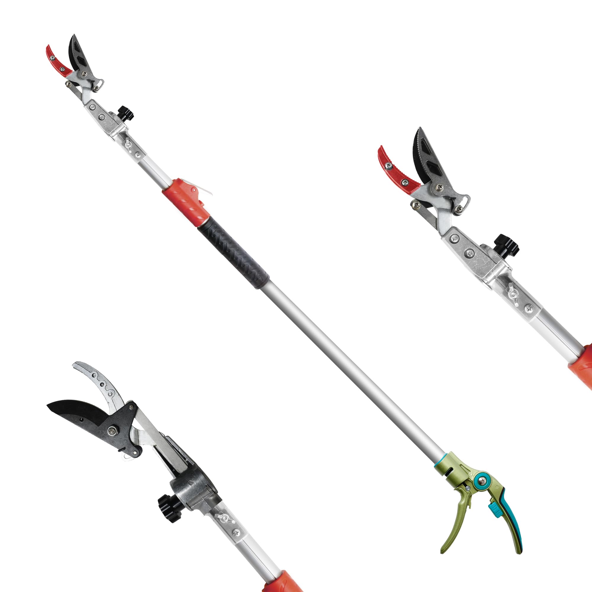 GARTOL Pruner for Garden, Cut Upto 1 Inch & Hold Telescopic Pole Pruner, Fruit Picker with Rotating Blade Head, Lightweight Aluminum Extendable Handle for Tree Branch Cutter, 6.23-10.5 FT, Silver