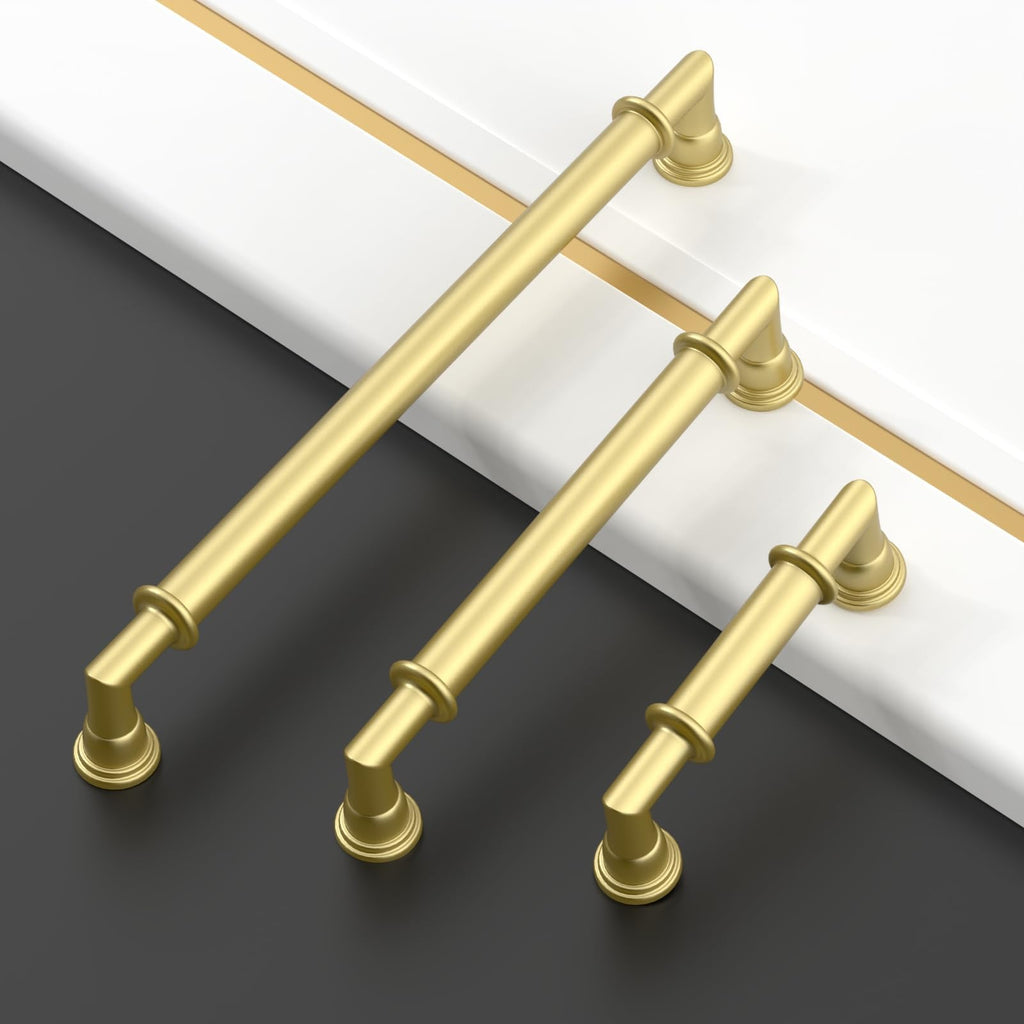Asidrama 30 Pack 5 Inch(128mm) Brushed Gold Kitchen Cabinet Handles, Cabinet Pulls Gold Kitchen Cabinet Hardware for Cupboard Drawer 2281