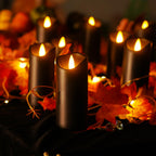 Homemory Black Halloween Flameless LED Pillar Candles, Remote Timer, 9 Pack