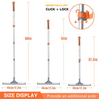 Eazer Floor Squeegee Broom: Heavy Duty Scrubber with Extendable 60'' Aluminum Pole and Rubber Blade for Kitchen, Swimming Pool, Concrete Floors,Shower,Tiles,Garages,Windows,Glass,Pet Hair Removal