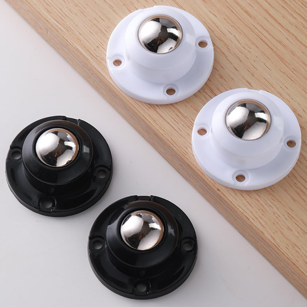 Dear Self Adhesive Caster Wheels for Furniture, Storage Box, Trash Can - Stainless Steel Universal Pulley 360 Degree Rotating Swivel Wheels - 0.8 Inch Low Profile - White - 12 Pack