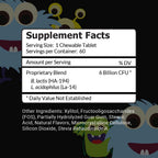 Intelligent Labs Kids/Children Probiotics 6 Billion CFU with Prebiotics, PHGG & FOS, Once-Daily Chewable, Great Taste, 10x Effectiveness, 60-Day Supply, Third-Party Verified