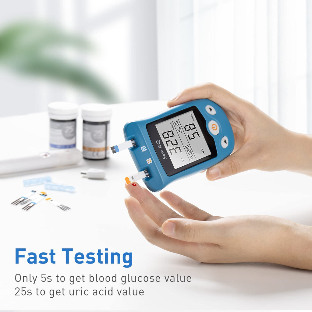 sinocare Uric Acid & Blood Sugar Monitor, 2 in 1 Meter, Uric Acid Testing & Blood Glucose Test Kit, 50pcs Uric Acid Test Strips + 50pcs Blood Suar Test Strips & 100pcs Lans., for Home Use UK