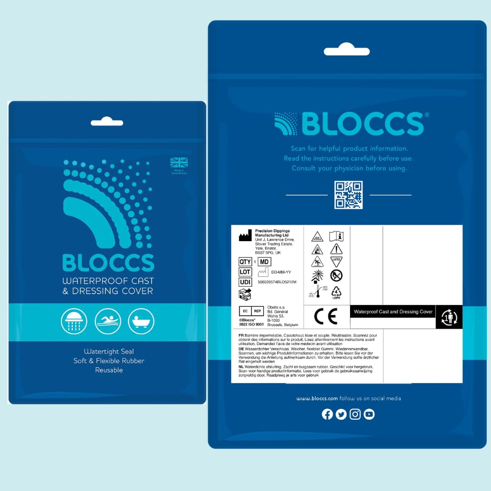 BLOCCS 100% Waterproof Cast Covers for Shower Arm Kids- Swim Cover, Cast Bag for Bath. Durable Cast Sleeve for Swimming - #CA79-S - Child Arm (Small)