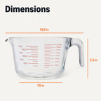Amazon Basics Large Size Glass Measuring Cup, 8 Cup, Easy-to-Read Markings, Dishwasher/Microwave/Freezer/Oven Safe (Previously AmazonCommercial)