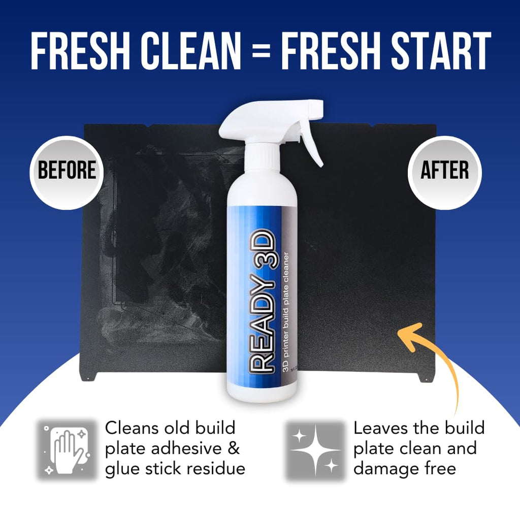 READY 3D Printer High Quality Build Plate Cleaner, Non-Toxic, No Odor, Easy Clean, Rinse-Free Formula, Includes 12"x12" Microfiber Cleaning Towel (Build Plate Cleaner and PTFE 3D Printer Lubricant)