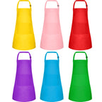 BOUBONI 6 Pack Kids Apron bulk with 2 Pockets Adjustable Chef Art Apron Kids Painting Aprons for Cooking Baking Painting Crafting Grilling Activity（6 Color）