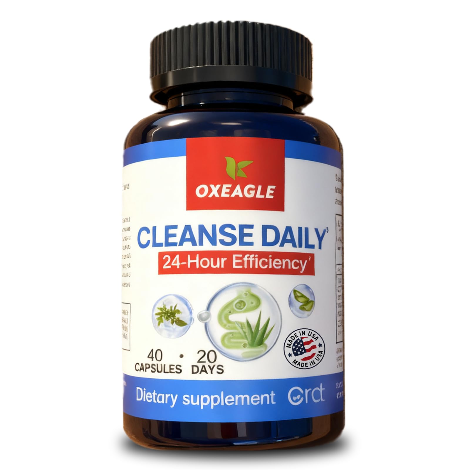 CRDT Gut Cleanse Detox for Women, Colon Cleanse & Gentle Herbal Supplements for Men, Powered with Senna Leaves, Plum, Chrysanthemum, Acacia Gum & Aloe Vera–40 Capsules (A01)