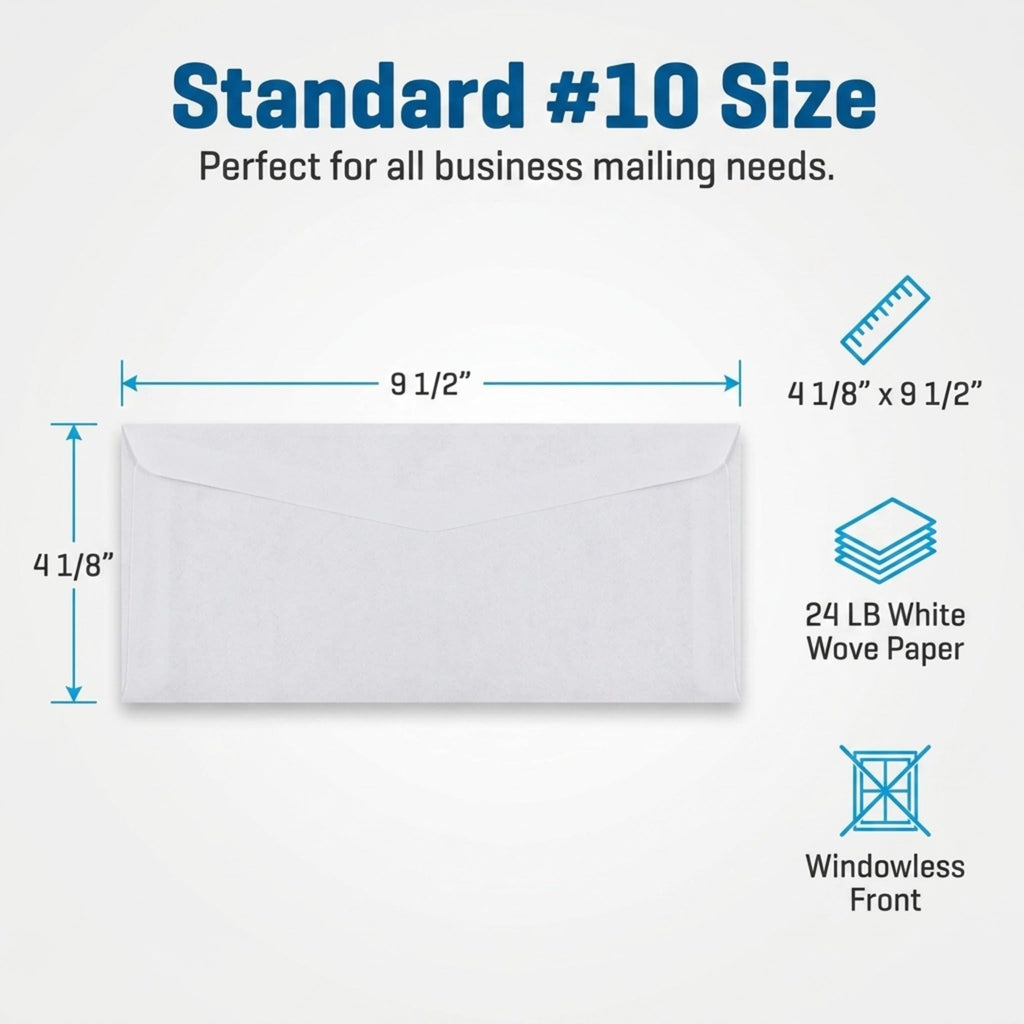 Aimoh#10 Business Envelopes Letter Size Windowless Self Seal Security 500ct