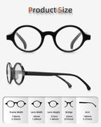 JM Set of 4 Retro Round Reading Glasses Spring Hinge Readers Men Women Glasses for Reading +2.0 Black & Tortoise