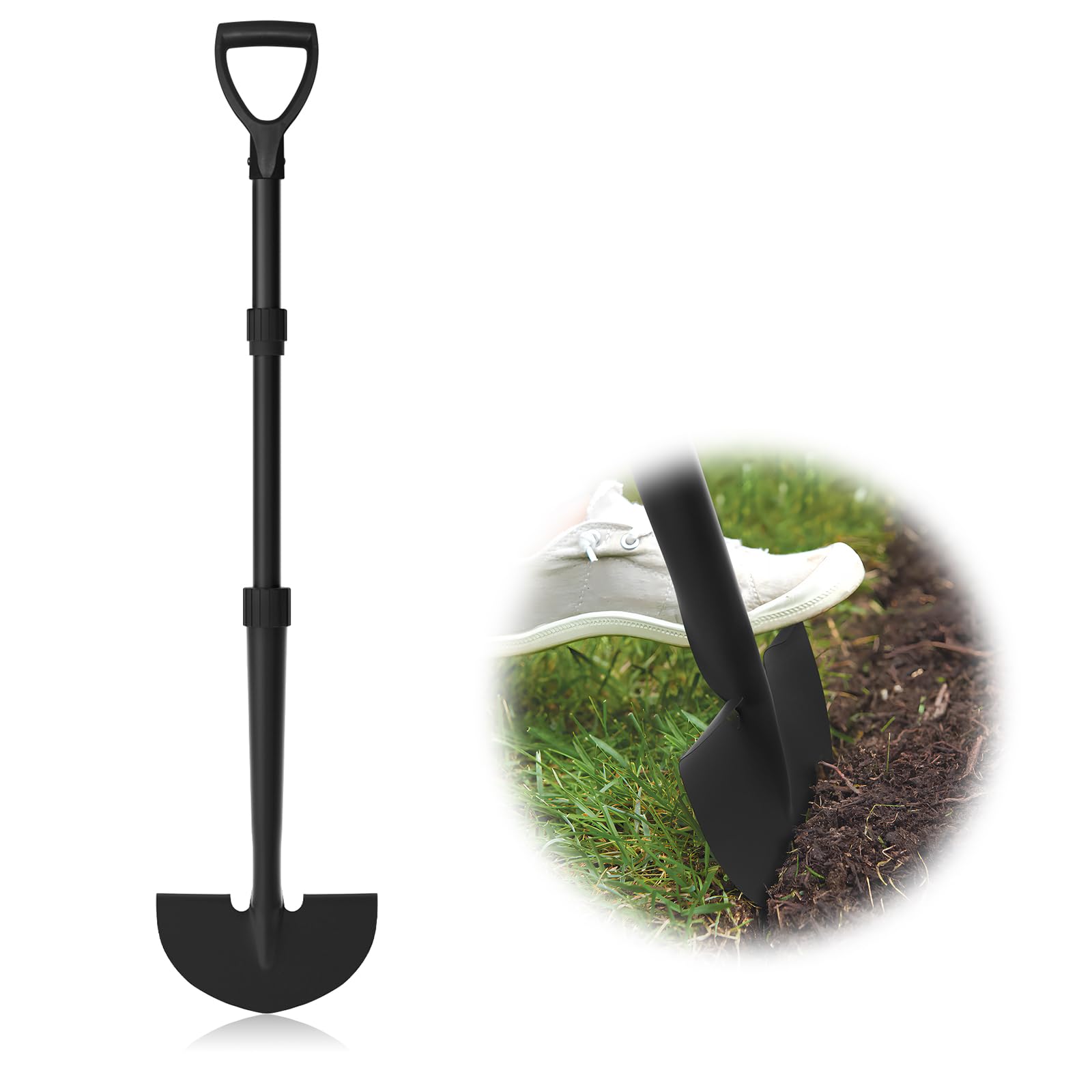 MANXRKUI Edger Lawn Tool, Manual Half Moon Edger for Garden Border, Hand Lawn Edging Tool with D-Grip, 41-inch Long Handle Lawn Edger for Grass, Sidewalk, Yard