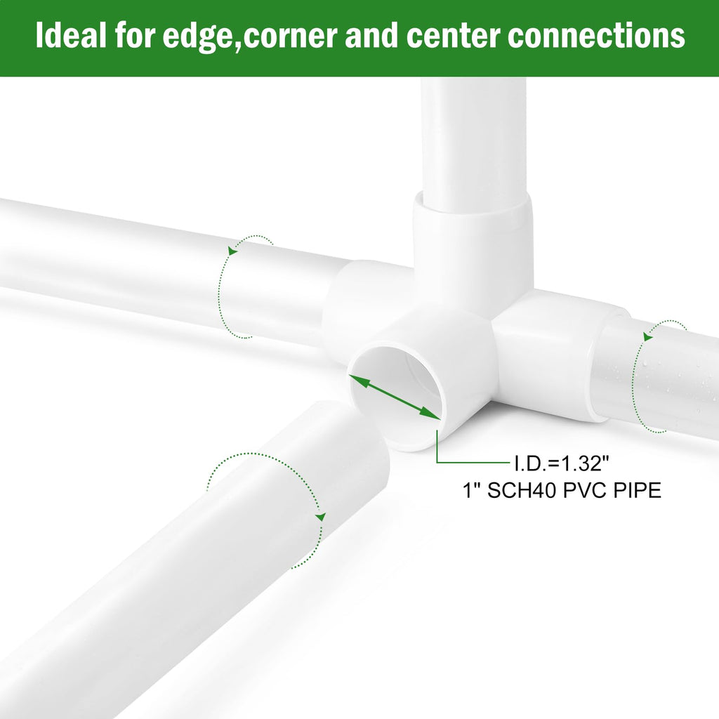 4 Way PVC Pipe Fittings 1 Inch, Zernmiarder White PVC Elbow Corner Side Outlet Tee Fitting, SCH40 Furniture Grade Pipe Connectors - Fits 1" Polyvinyl Chloride Pipes, 12 Pieces