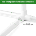 4 Way PVC Pipe Fittings 1 Inch, Zernmiarder White PVC Elbow Corner Side Outlet Tee Fitting, SCH40 Furniture Grade Pipe Connectors - Fits 1" Polyvinyl Chloride Pipes, 12 Pieces