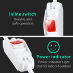 Outdoor Waterproof Extension Cord with Switch - 3 Prong, On/Off Switch with SJTW Extension Cord, Heavy Duty, 125v/250v (25 Ft, White)