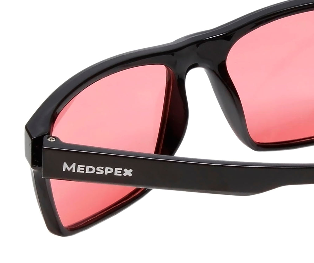 Medspex R787M FL-41 Tinted Glasses Black/Pink Migraine FL41 Fluorescent Light Sensitivity Indoor Outdoor Photophobia Readers