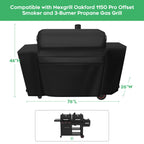 EZ-DONGTENG Heavy-Duty 600D Grill Cover fit for Nexgrill Oakford 1150 Pro Offset Smoker and 3-Burner Propane Gas Grill, Nexgrill Oakford 1150 Pro Grill Model 810-0072 Cover