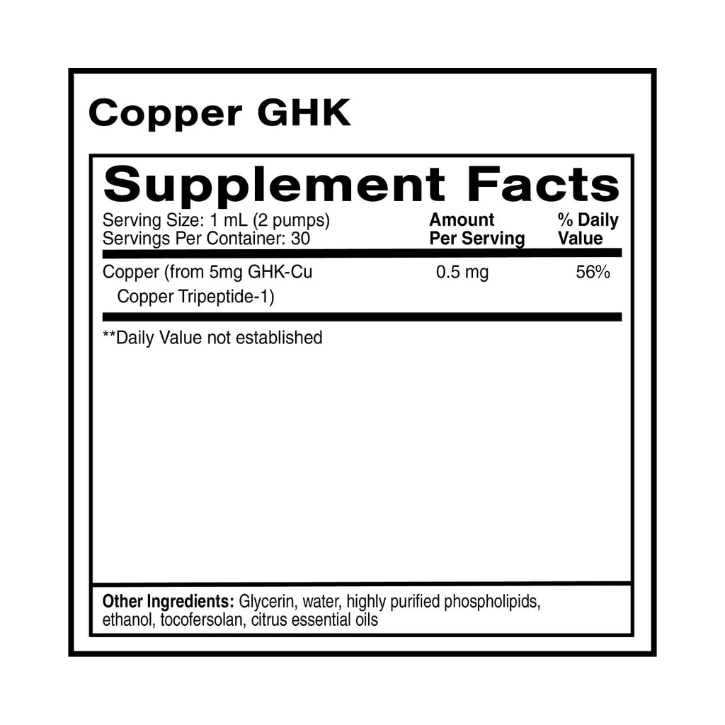 Quicksilver Scientific Oral Liposomal Copper GHK - Oral Liposomal Supplement for Collagen Support - Vegan, Gluten-Free, Sugar-Free & Non-GMO - 1 fl oz (30 Servings)