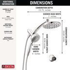 Delta 6-Setting PivotPro 3-in-1 Combination Shower Head with ProClean Spray, Chrome Round Shower Head Rainfall with Handheld Spray, 1.75 GPM, Chrome 75649