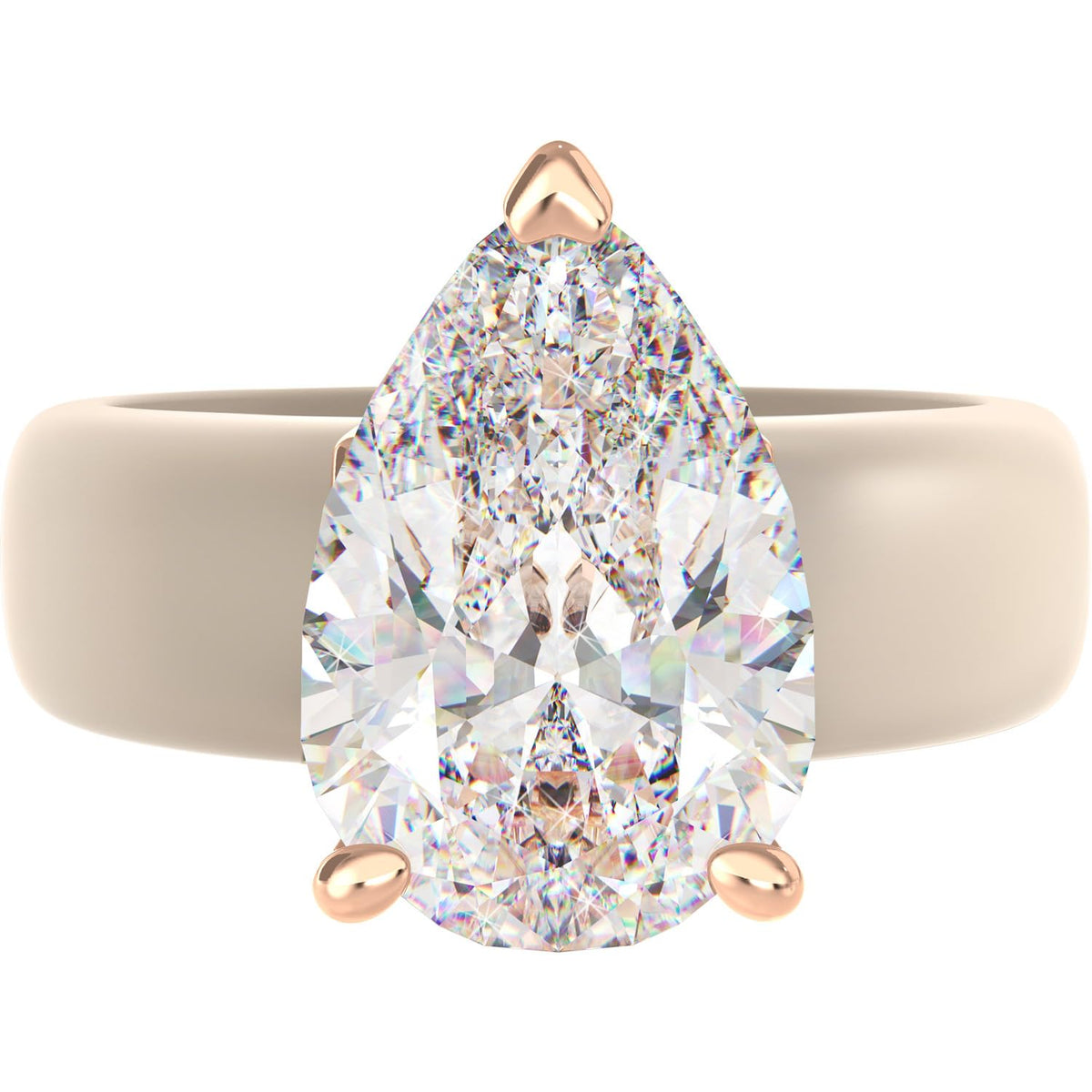 Rinfit Silicone Ring with Stone, Pear Cut CZ - Nude/RG, Size 7