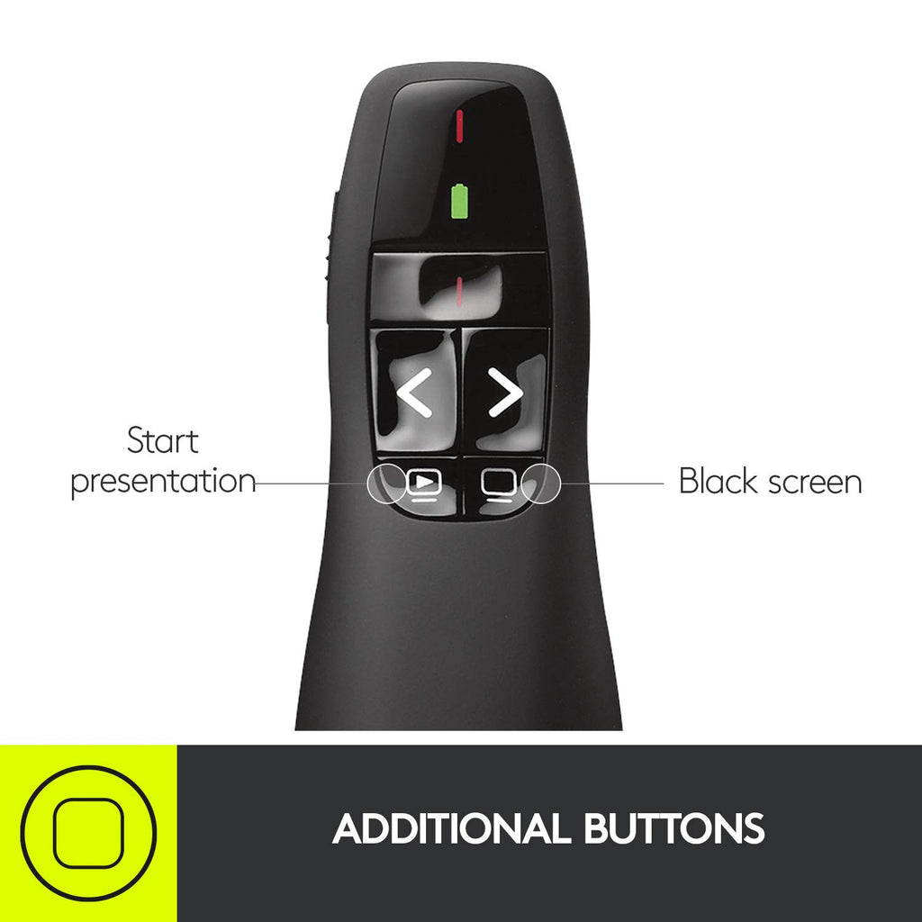 Logitech Wireless Presenter R400 USB A PowerPoint Clicker with Laser