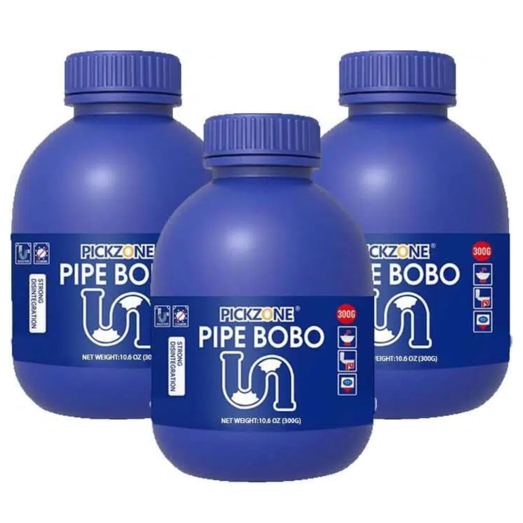 Pipe Bobo Drain Cleaner, Professional Strength Pipe Dredging Formula for Kitchen Sinks, Shower Drains, Tubs, Dissolves Blockages (3Pcs)