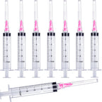 100 Pack 10ml/cc Plastic Luer Lock Syringa with 18Ga and Cap, Individually Sealed Wrapped, for Scientific Labs, Measuring Liquid, Refilling Cartridges or Glue Applicator