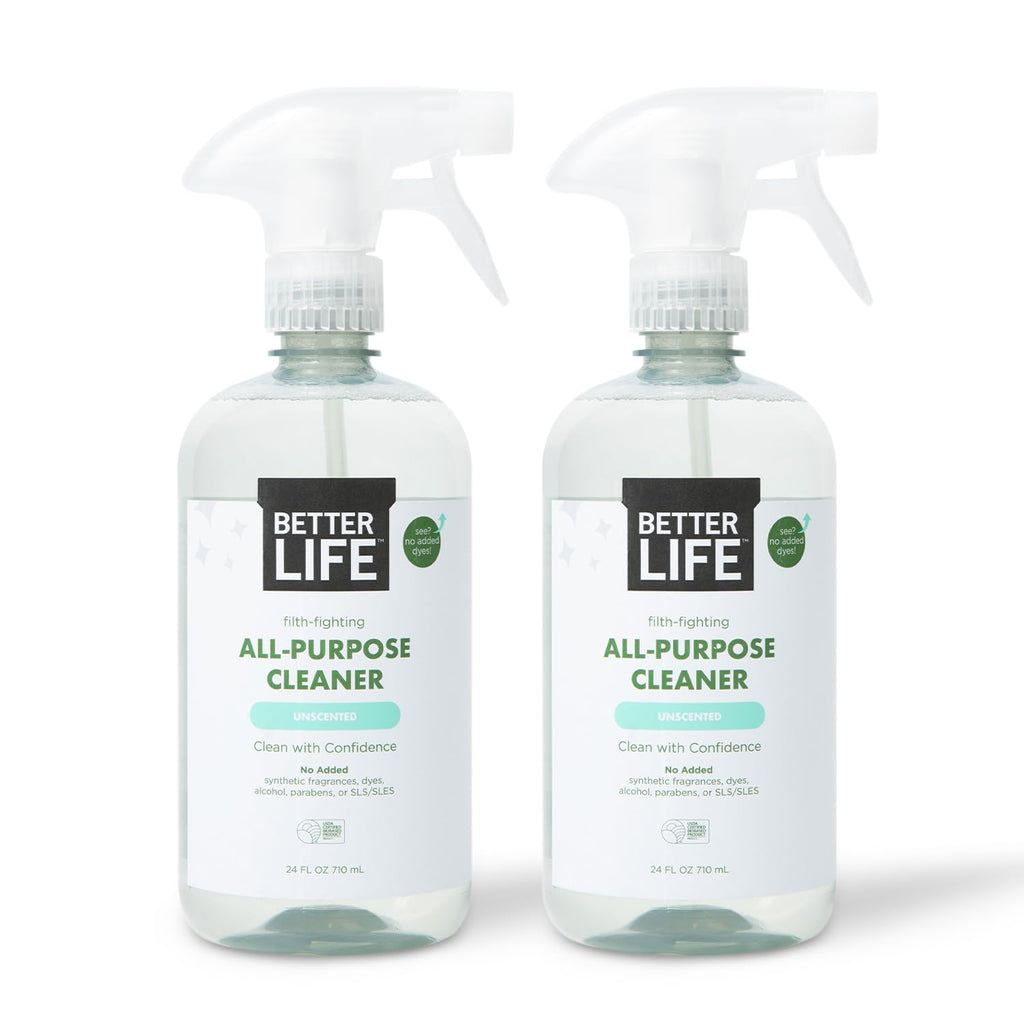 Better Life All Purpose Cleaner - Multipurpose Home and Kitchen Cleaning Spray for Glass, Countertops, Appliances, Upholstery & More - Multi-surface Spray Cleaner - 24oz (Pack of 2) Unscented