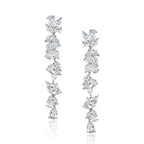 SWEETV Cubic Zirconia Bridal Earrings for Women Brides, Silver Crystal Chandelier Wedding Drop Earrings for Prom or Pageant