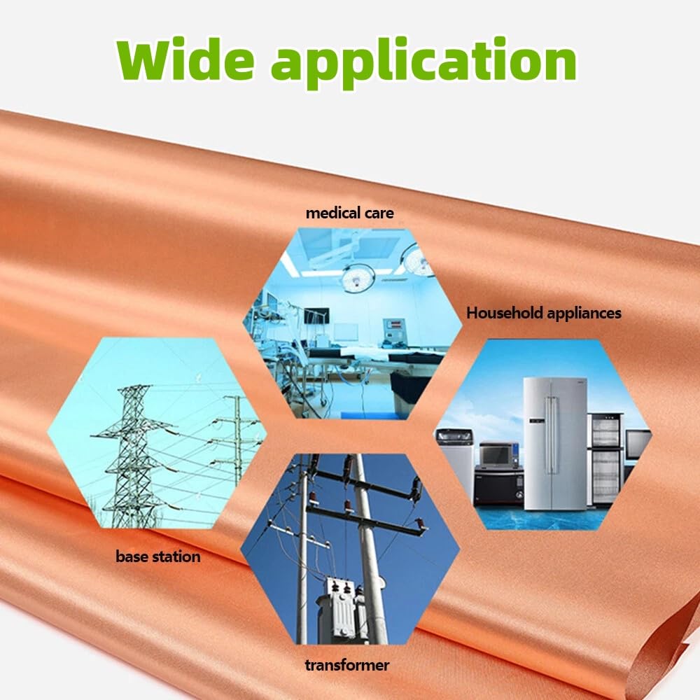Amradield Pure Copper Faraday Fabric Cloth 39"x43" for WiFi Cell Bluetooth GPS Grounding Mobile Phone Copper Fabric Material Reduce Harmful Signals Protection Certified Healthy