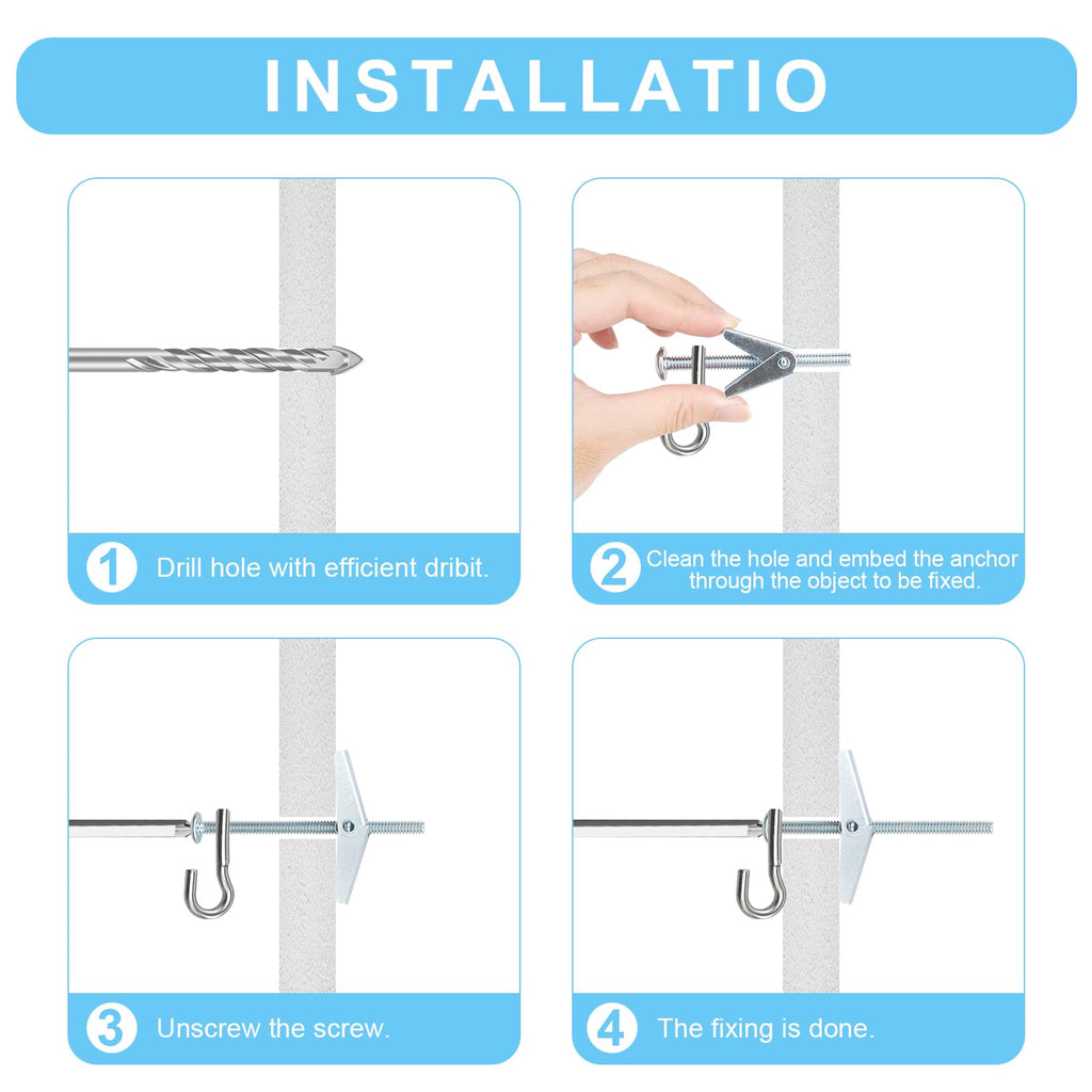 26 Sets 3 Size Toggle Bolts Heavy Duty Metal Drywall Anchors Kit